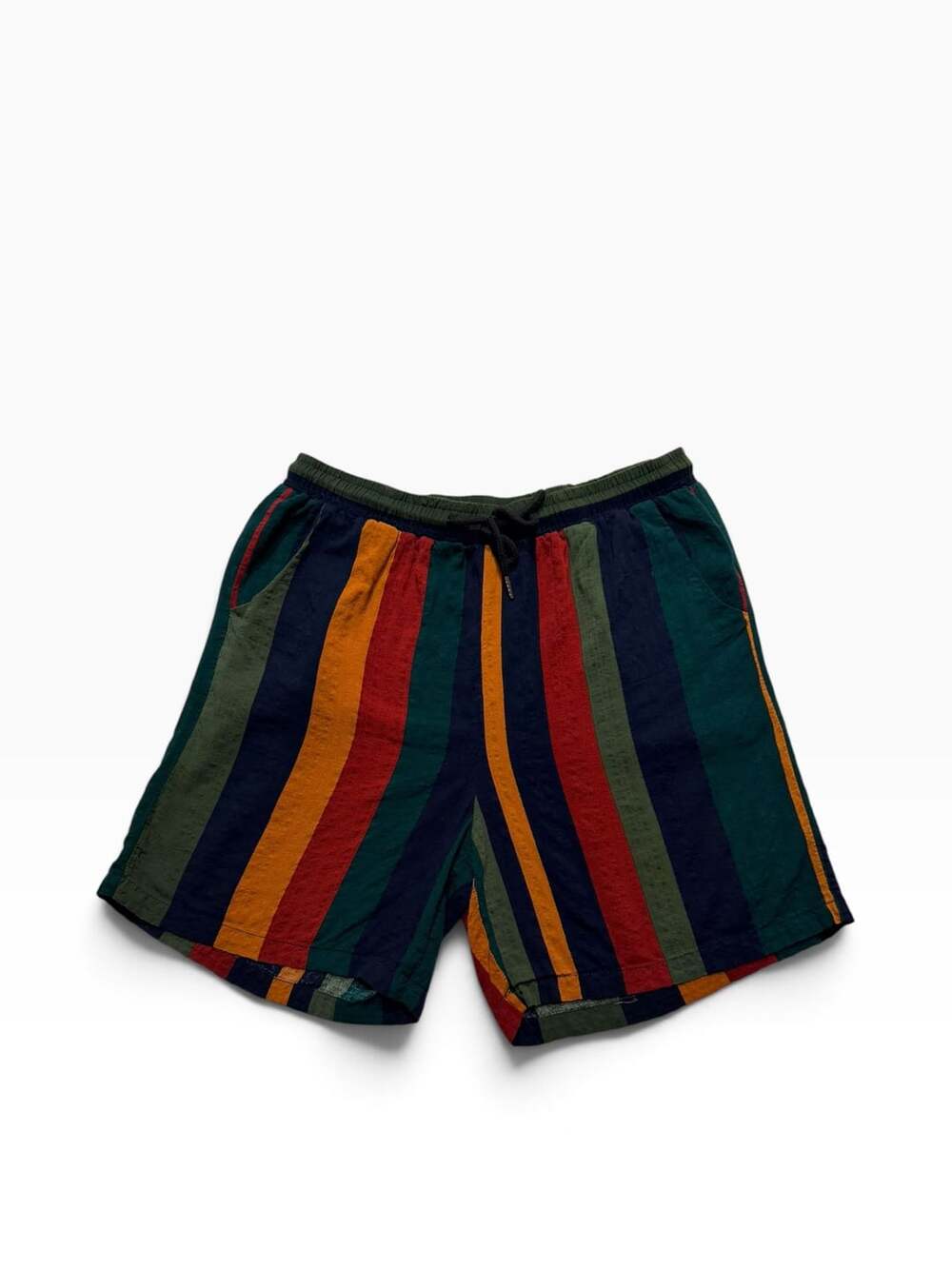 SHEIN Men Contrast Striped Print Drawstring Waist Shorts Colorful Vacation